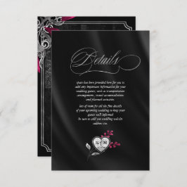 Skelettons Gothic Wedding Details Burgundy ID866 Begleitkarte