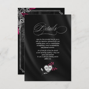 Skelettons Gothic Wedding Details Burgundy ID866 Begleitkarte