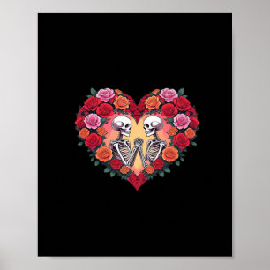 Skelettpaare, die Hände in einem Herzen von Ro Poster