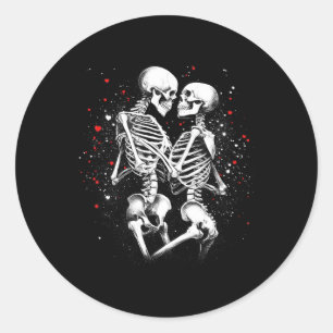 Skelettpaare zu Halloween Valentinstag T Runder Aufkleber