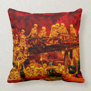 Skelettparty in Helltown Frohes Halloween Vintage Kissen