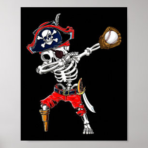 Skelettpirat & Baseball-Halloween-Kostüm Poster