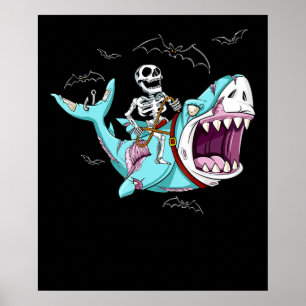 Skelettreise Zombie Shark Funny Halloween Geschenk Poster