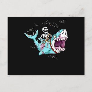 Skelettreise Zombie Shark Funny Halloween Geschenk Postkarte
