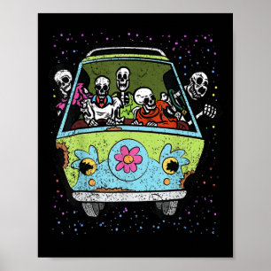 Skelettreiten Hippie Van Halloween Kostüm Retro Poster