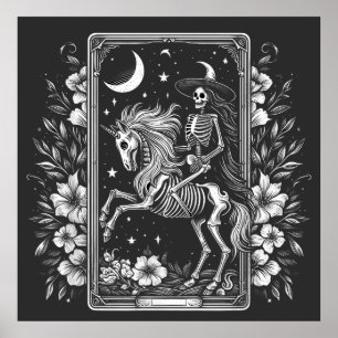 Skelettreiten Unicoron Skeletton Tarot Card Poster