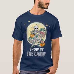 Skelettreitende Mummy Dinosaurier T re Halloween-P T-Shirt