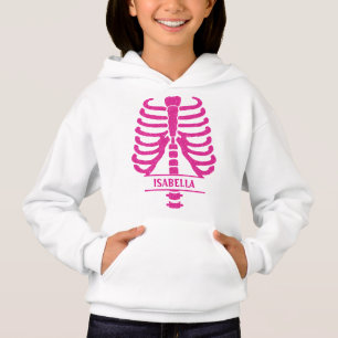 Skelettribs Hot Pink Glitzer Mit Monogramm Hoodie
