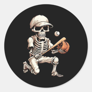 Skeletts Baseball Halloween Skull Lover Runder Aufkleber