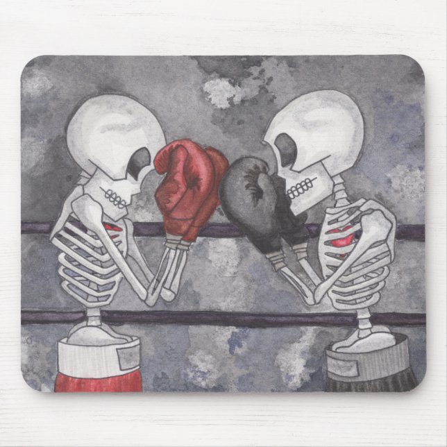 Skeletts Boxing Mouse Pad Original Wasserfarbe Mousepad (Vorne)