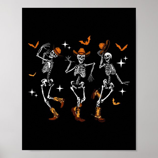 Skeletts Dance Cowboy Western Halloween Kostüm M Poster (Vorne)