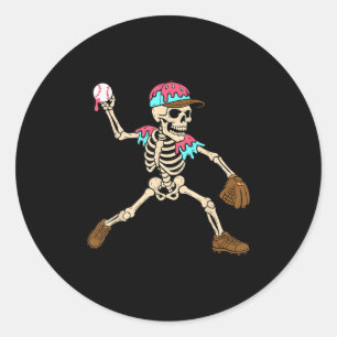 Skeletts Eiscreme Tropfen Baseball Srt Player Hall Runder Aufkleber