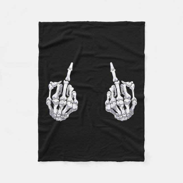 Skeletts Hand Halloween Bones Middle Finger Skull Fleecedecke (Vorderseite)
