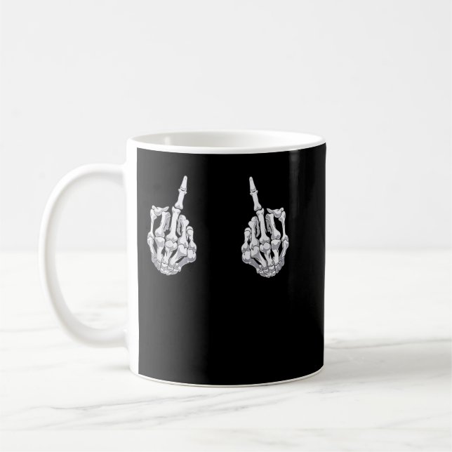 Skeletts Hand Halloween Bones Middle Finger Skull Kaffeetasse (Links)