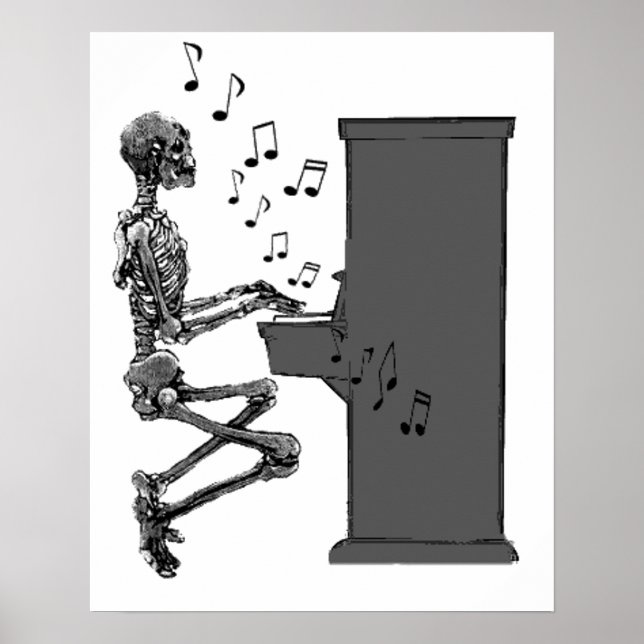 Skeletts Piano Musik Funny Poster (Vorne)