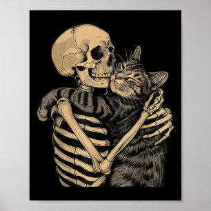 Skeletts Umarmung KatzenHalloween Katze Lover Katz Poster
