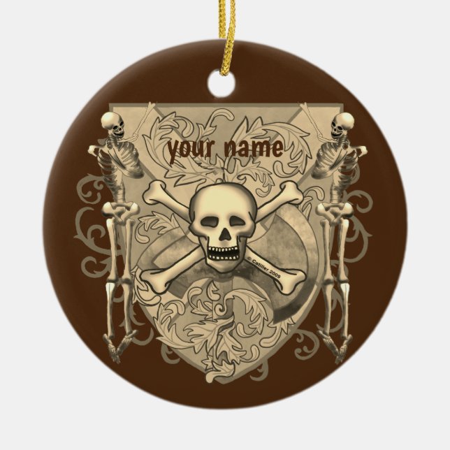 Skelettschädel Keramik Ornament (Vorne)