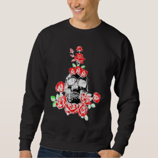 Skelettschädel Rose Rose Blume Liebe Pflanze Sweatshirt