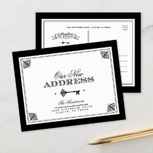 Skelettschlüssel   Schwarz/Weiß - Neue Adresse Ankündigungspostkarte