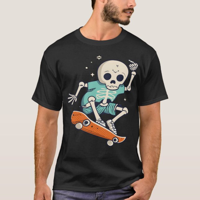 Skelettskateboarding Halloween-Geschenk T-Shirt (Vorderseite)