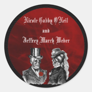 Skelettskulls Hochzeiten "Til Death Do us Part" Runder Aufkleber