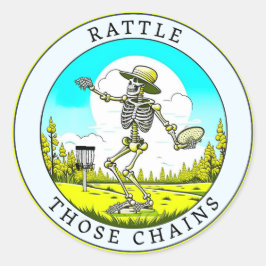 Skelettspielen Golf | Rattle that Chains Runder Aufkleber