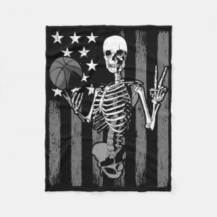 Skelettspieler Skelett Athlet Halloween USA-Flagge Fleecedecke
