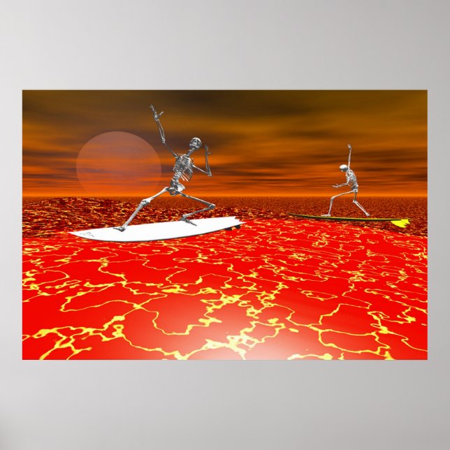 Skelettsurfen auf der Lava Poster (Vorne)