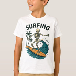 Skelettsurfen Retro Beach Wave Design T-Shirt