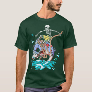 Skelettsurfing Reiten Zombies Hai Sonnensegel T-Shirt