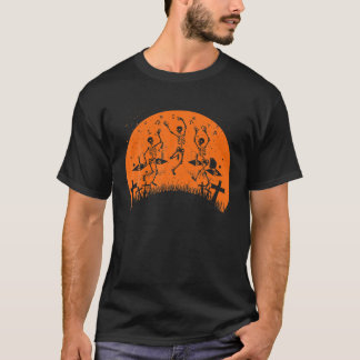 Skeletttanz Macabre Vintag Retro Sunset Hallow T-Shirt