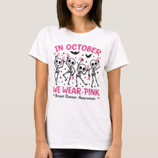 Skeletttanzen in Rosa für das Oktober-Bewusstsein T-Shirt