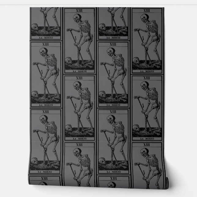 Skeletttapete - Gotische Dekoration - Grau - La Mo Tapete (Abrollen)