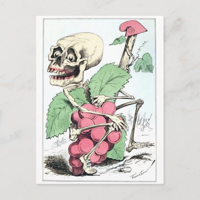 Skeletttraube selbst Vintage Postkarte (Vorderseite)