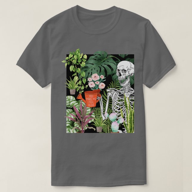 Skelettwasser-Pflanze macht mich zu einem lebendig T-Shirt (Design vorne)