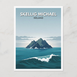 Skellig Michael Klippe und Atlantische Dünung Gesc Postkarte