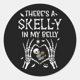 Skelly Belly Halloween Schwangerschaftskostüm Runder Aufkleber