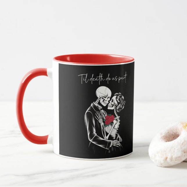 Skelton Lovers bis zum Tod Tasse (Mit Donut)