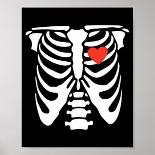 Skelton-Rippenkäfig Halloween-Skelett Herz Kinder Poster