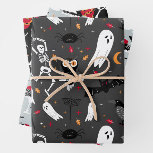 Skeltonen, Geister, Schlangen Design perfekt Hallo Geschenkpapier Set