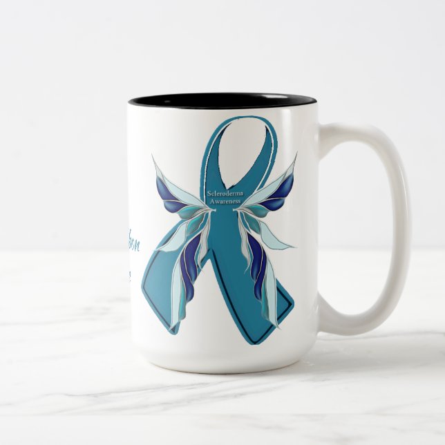 Skerodermie-Bewusstseins-aquamarine Zweifarbige Tasse (Rechts)