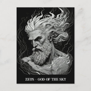 Sketch Art Black and White Zeus God of the Sky Postkarte