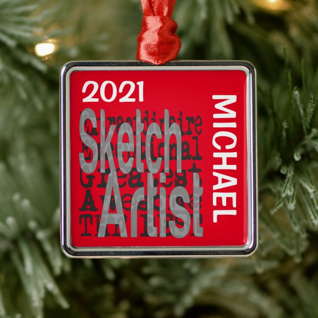Sketch Artist Extraordinaire CUSTOM Ornament Aus Metall (Baum)