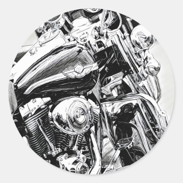 Sketch-Aufkleber für Motorräder Runder Aufkleber (Vorderseite)