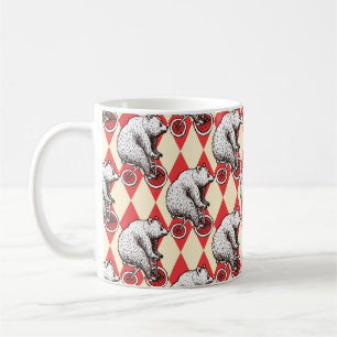 Sketch Bär auf einem Fahrrad im Vintagen Stil, nah Kaffeetasse