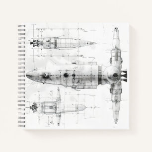 Sketch Blueprint Weltraumschiff Notizbuch