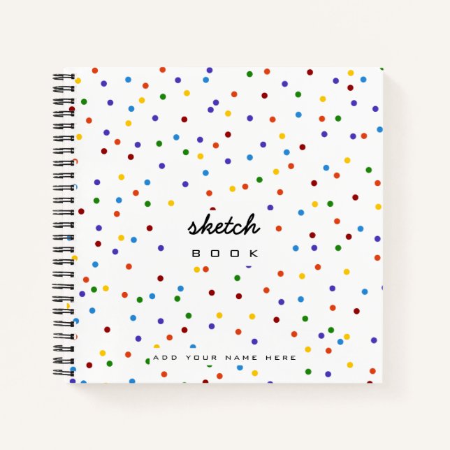 Sketch Book White Rainbow Polka Dot Notebook Notizbuch (Vorderseite)