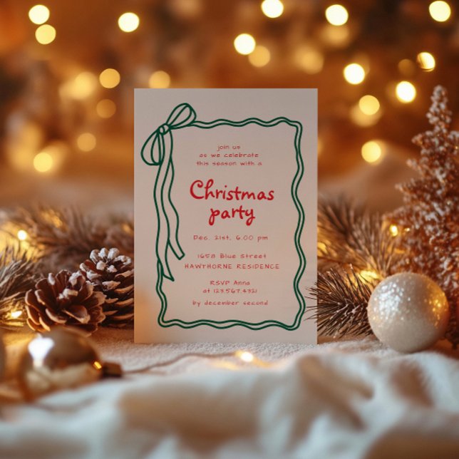 Sketch Bow Frame Weihnachtsgebäck Party Einladung (Von Creator hochgeladen)