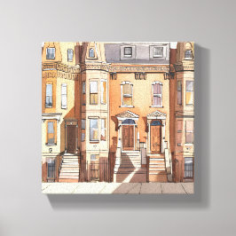 Sketch Brownstones | Boston Street Painting Leinwanddruck
