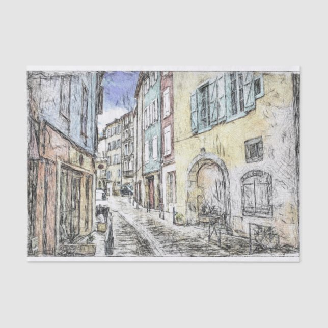 Sketch Decoupage der französischen Riviera Street  Seidenpapier (Vorderseite)